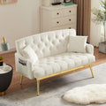 CREAM WHITE 2 SEATER SOFA cream white-wood-tufted back-velvet-2 seat