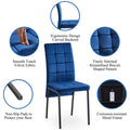 Dark Blue Velvet High Back Nordic Dining Chair Modern Fabric Chair With Black Legs, Set Of 2 Dark Blue Velvet