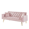 Pink Convertible Folding Futon Sofa Bedsleeper Sofa Couch For Compact Living Space. Pink Wood Primary Living Space Tufted Back Square Arms Foam Velvet