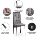 Grey Velvet High Back Nordic Dining Chair Modern Fabric Chair With Black Legs, Set Of 2 Grey Velvet