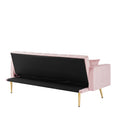 Pink Convertible Folding Futon Sofa Bedsleeper Sofa Couch For Compact Living Space. Pink Wood Primary Living Space Tufted Back Square Arms Foam Velvet