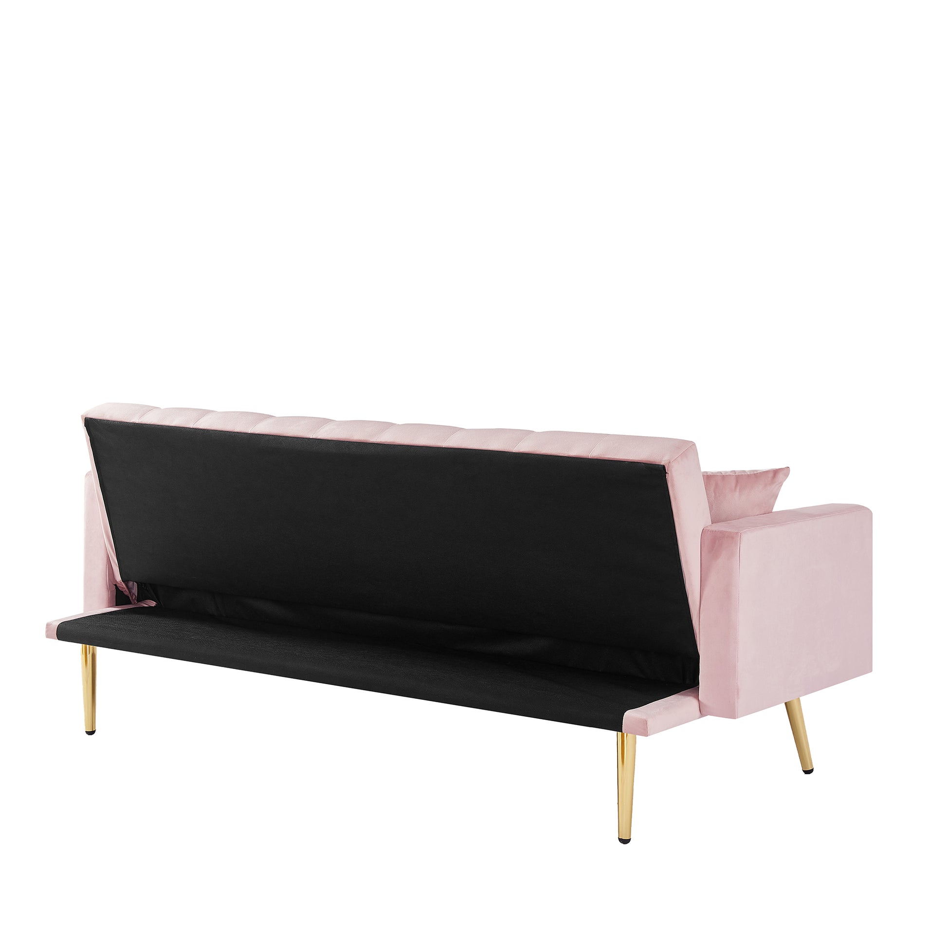 Pink Convertible Folding Futon Sofa Bedsleeper Sofa Couch For Compact Living Space. Pink Wood Primary Living Space Tufted Back Square Arms Foam Velvet