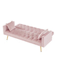 Pink Convertible Folding Futon Sofa Bedsleeper Sofa Couch For Compact Living Space. Pink Wood Primary Living Space Tufted Back Square Arms Foam Velvet
