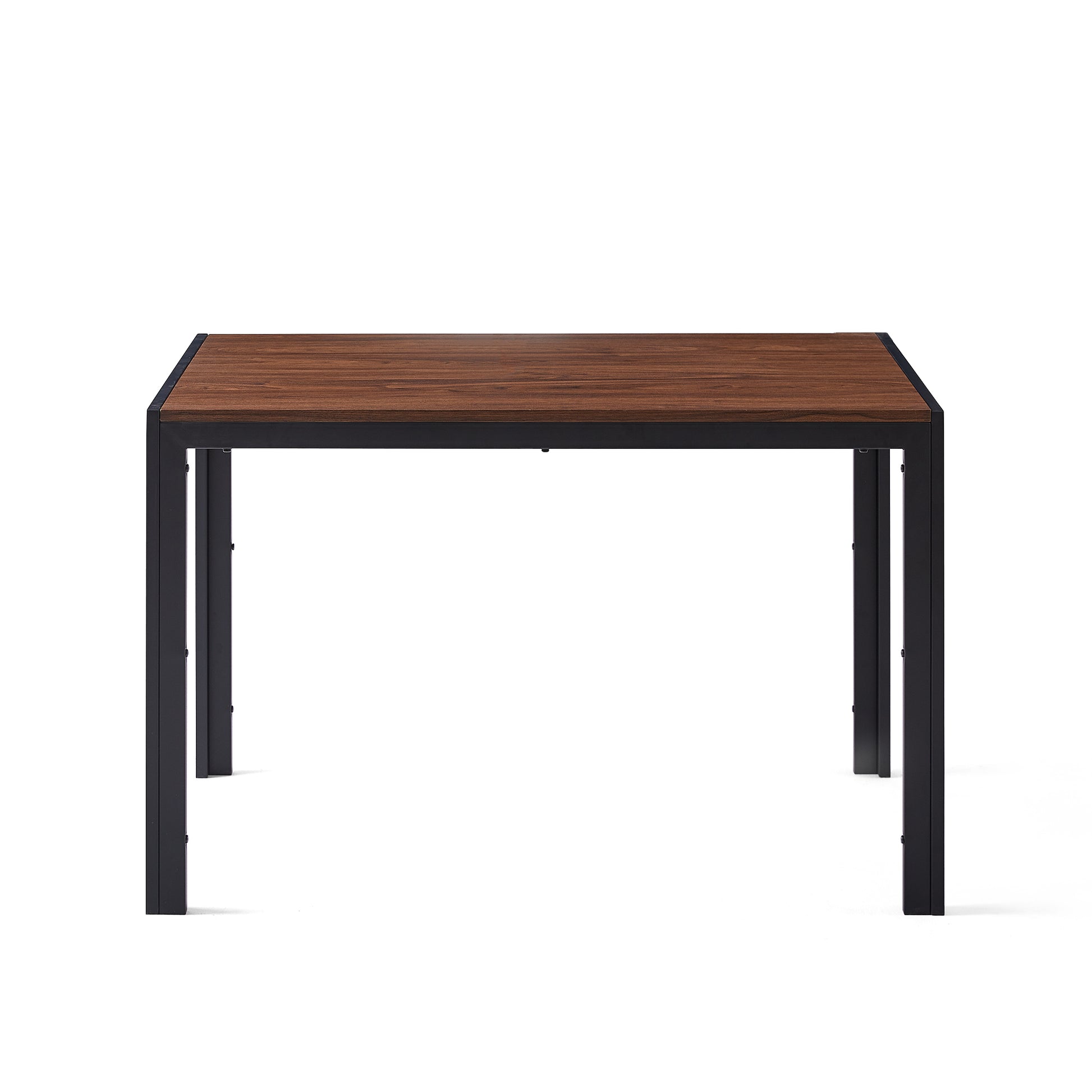 Creative Design Veneered Mdf Wood Structure Rectangular Walnut Dining Table Walnut Brown Distressed Finish Dining Room Modern Floor Mount Rectangular Powder Coated Mdf