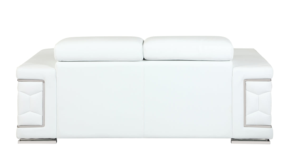 Top Grain Italian Leather Loveseat White Foam Leather
