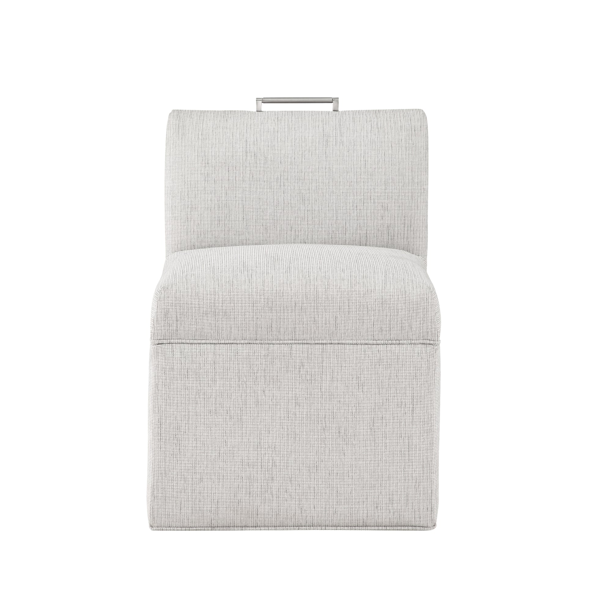 Della Modern Upholstered Castered Chair In Sea Oat Beige Foam Fabric