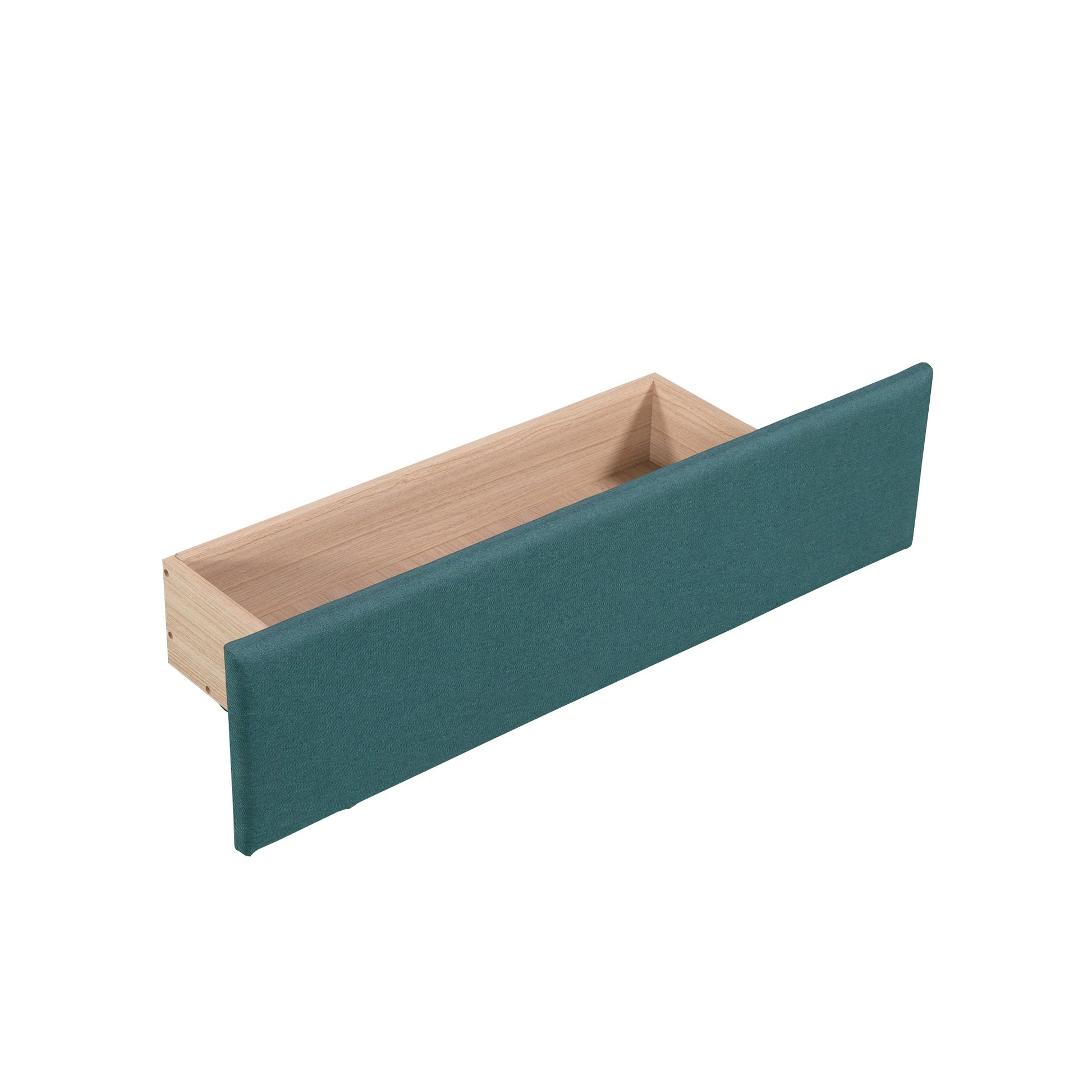 Upholstered Double Twin Size Daybed With Trundle And Drawer, Green Twin Green Plywood