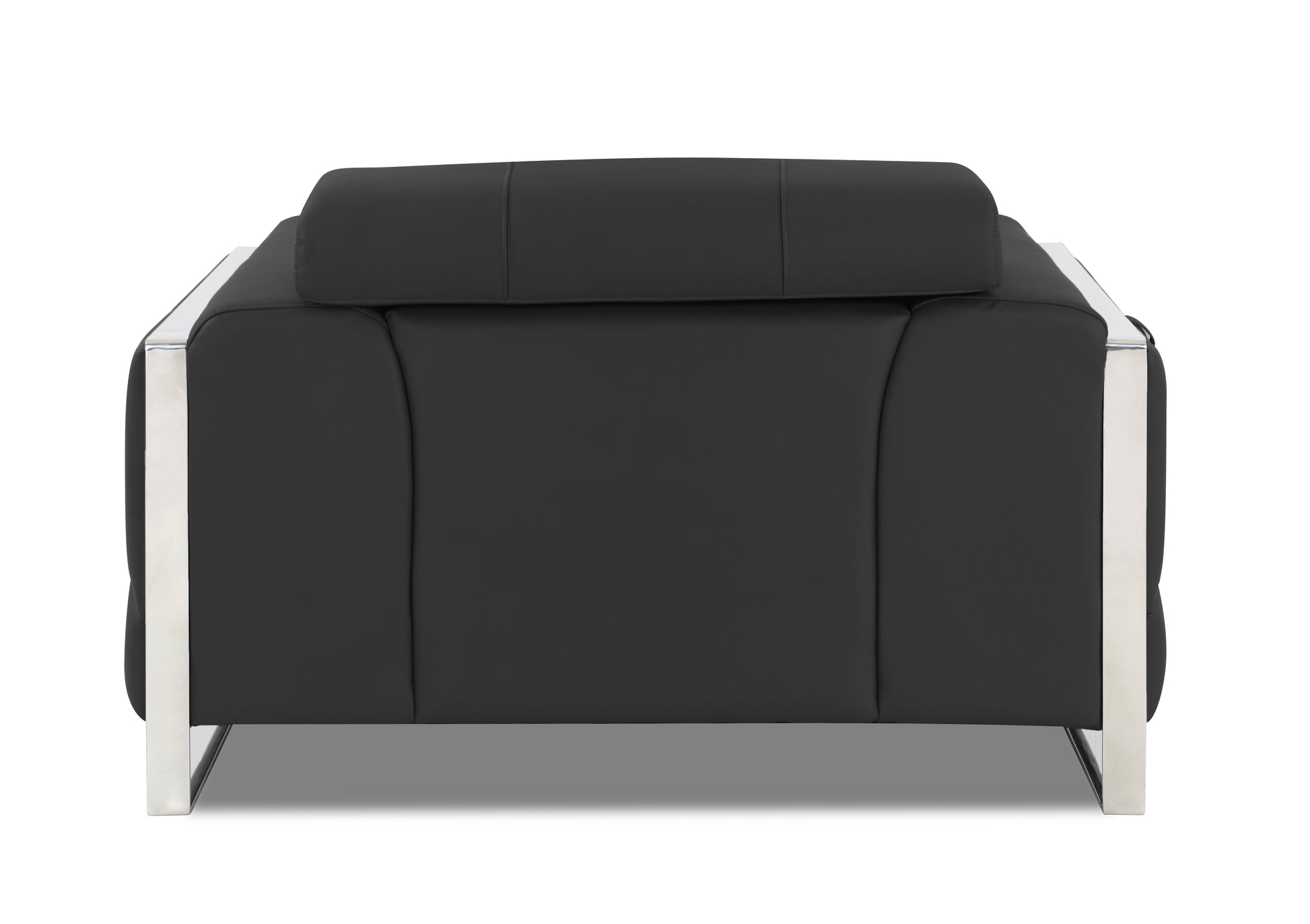 Top Grain Italian Leather Chair Dark Gray Foam Leather