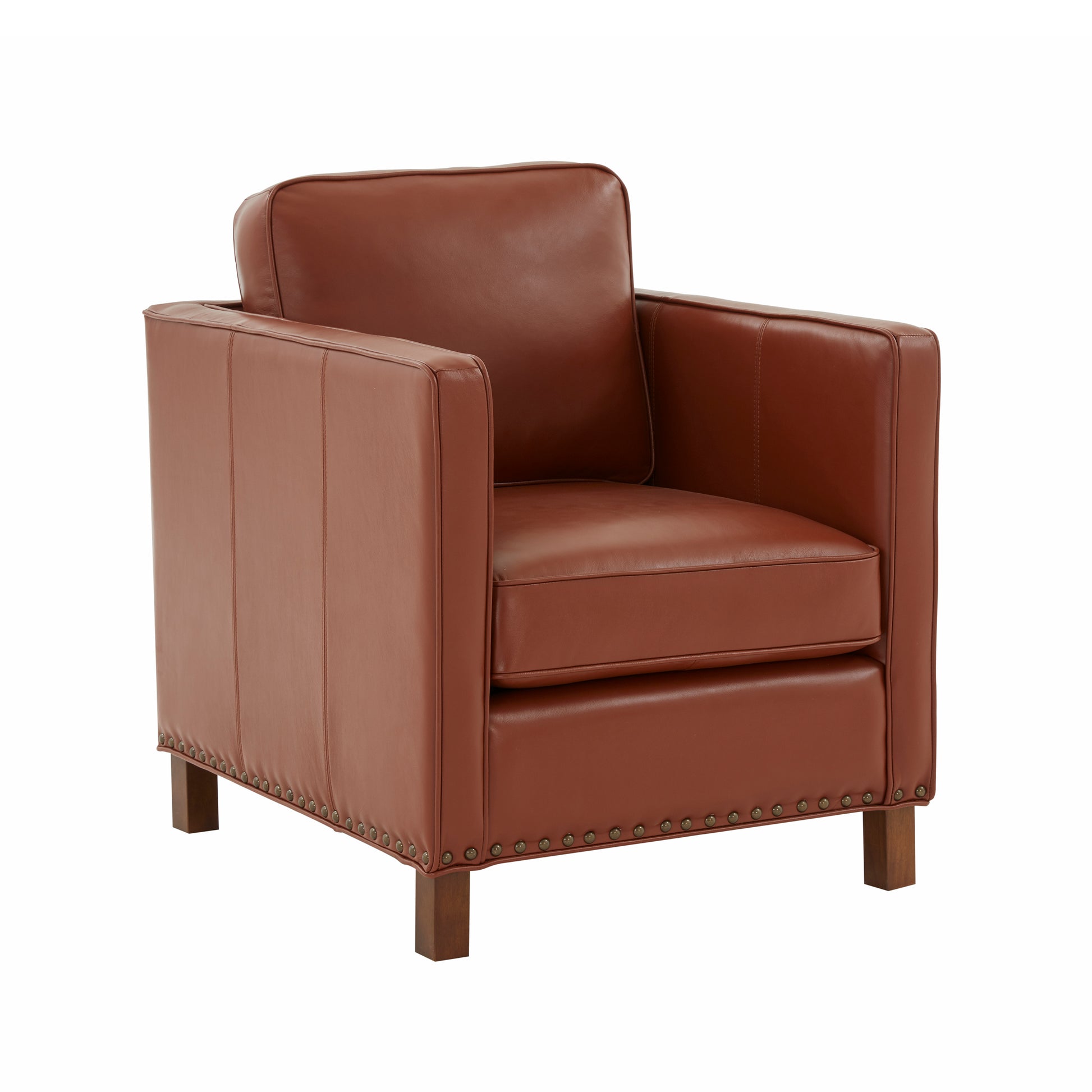 Elizabeth Top Grain Leather Arm Chair Caramel Foam Leather