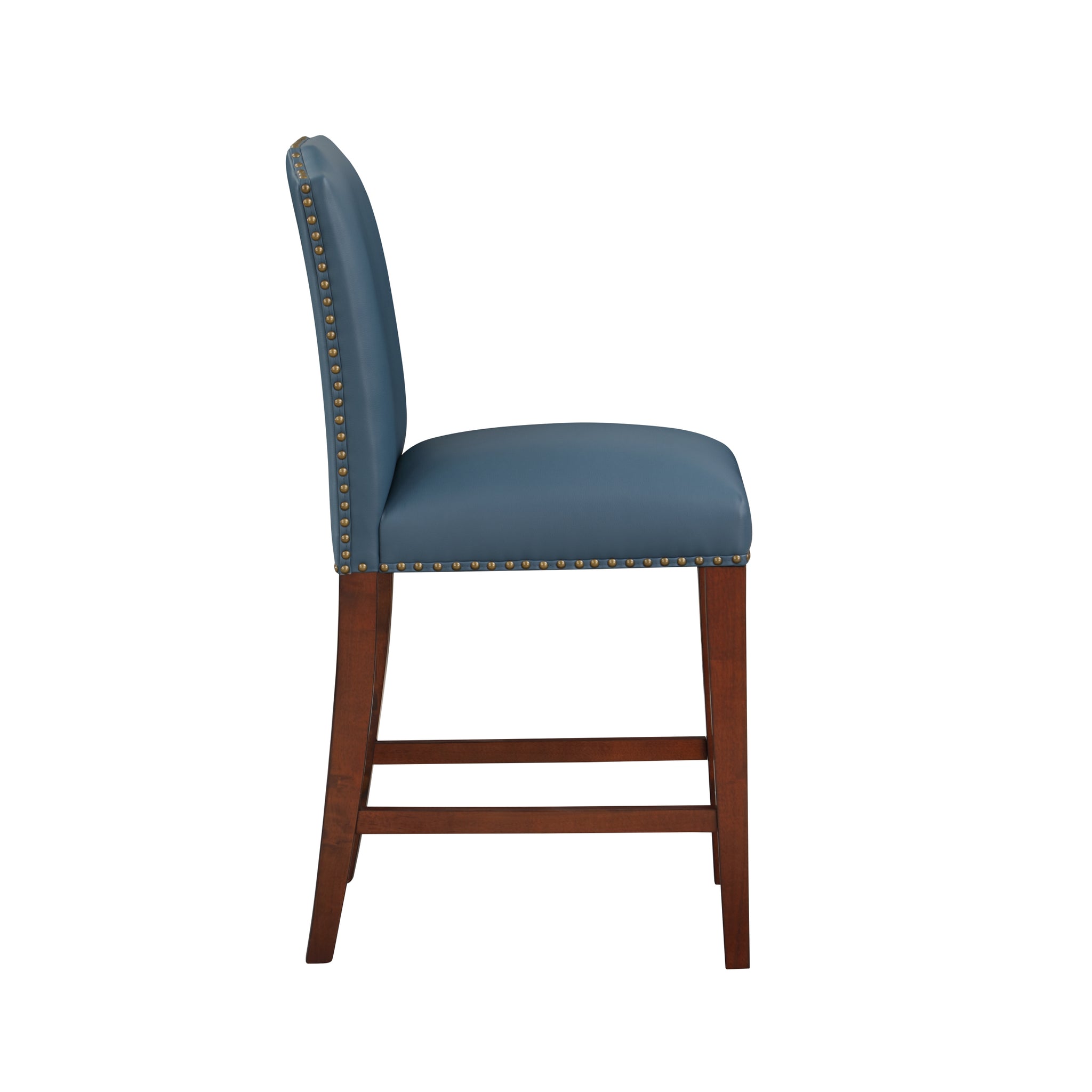 Blaire Stationary Blue Faux Leather Counter Stool with blue-foam-fabric