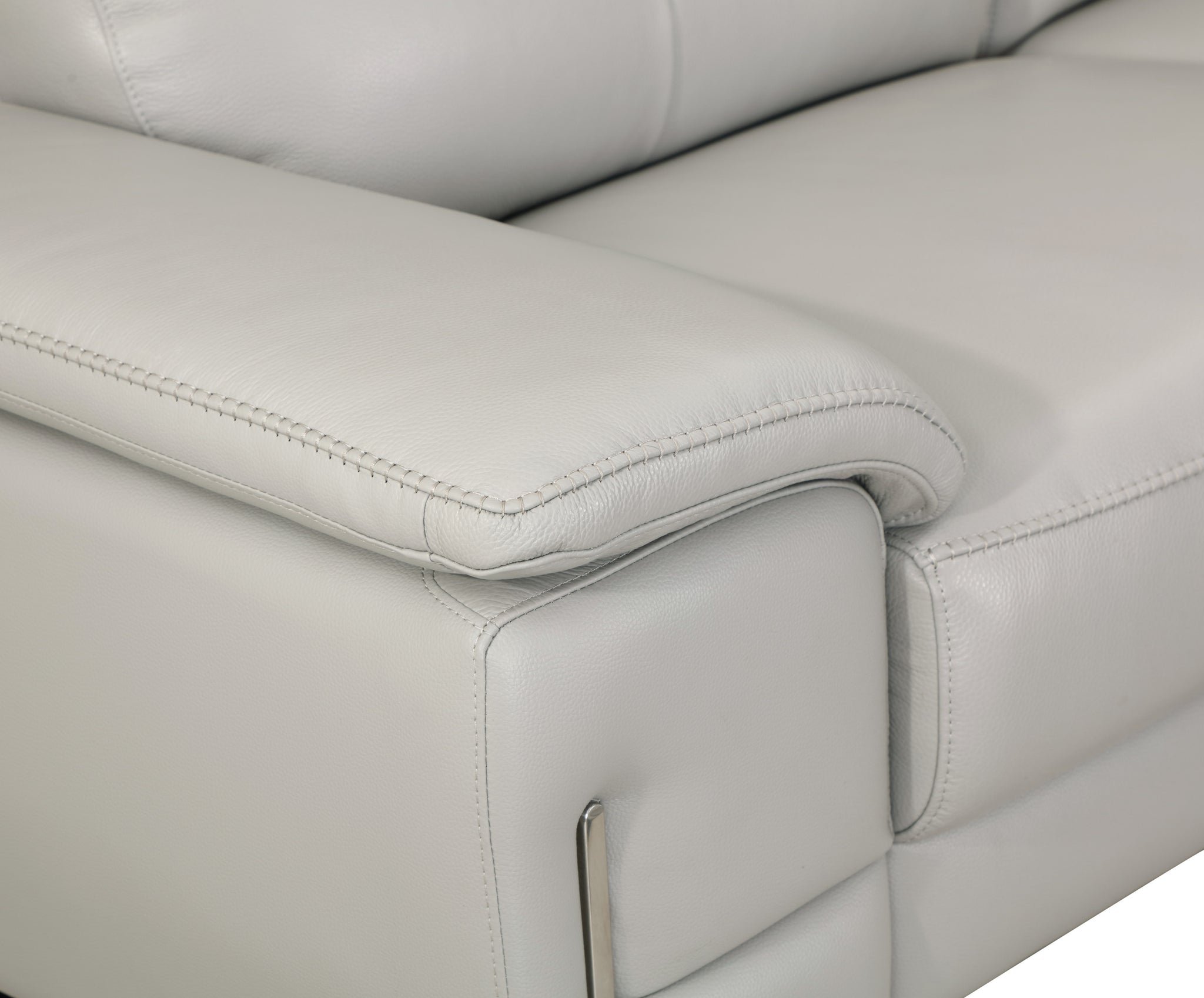 Top Grain Italian Leather Sofa light gray-foam-leather
