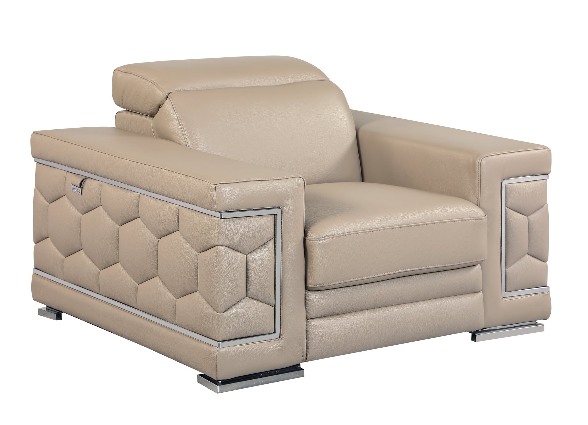 Top Grain Italian Leather Chair beige-foam-leather