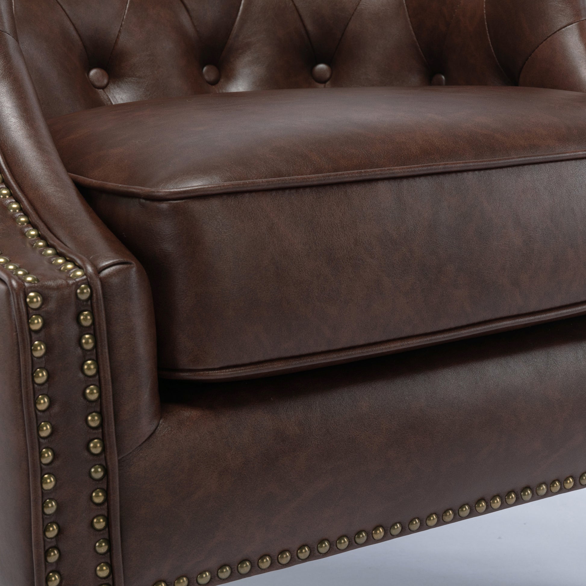 Ophelia Button Tufted Accent Chair Brown Foam Fabric