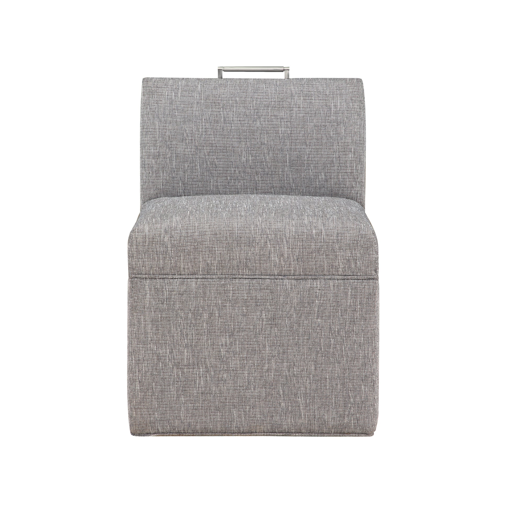 Della Modern Upholstered Castered Chair In Ashen Grey Grey Foam Fabric