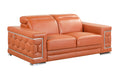 Top Grain Italian Leather Loveseat Camel Foam Leather
