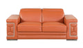 Top Grain Italian Leather Loveseat Camel Foam Leather