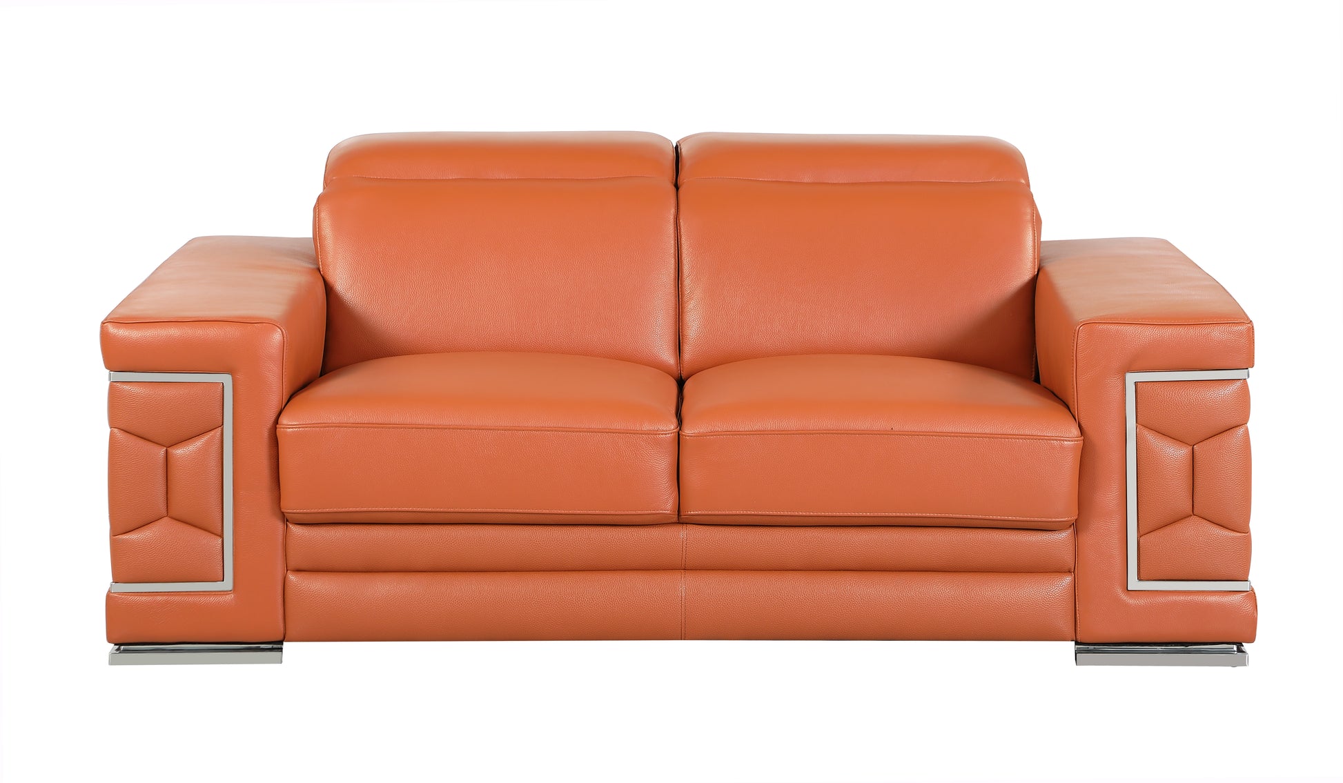 Top Grain Italian Leather Loveseat Camel Foam Leather