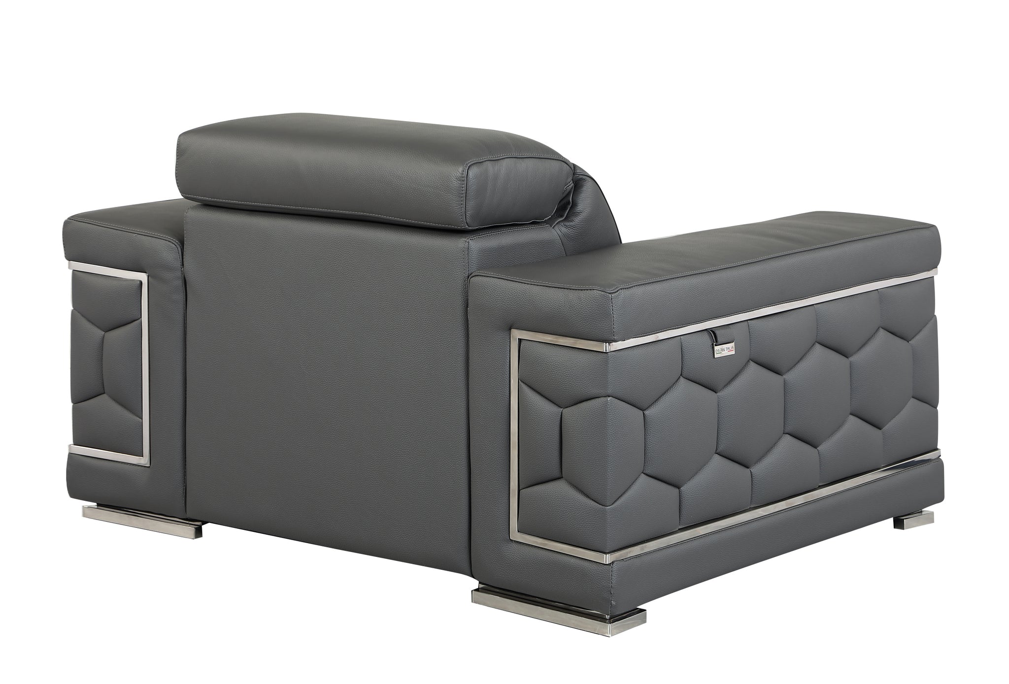 Top Grain Italian Leather Chair dark gray-foam-leather