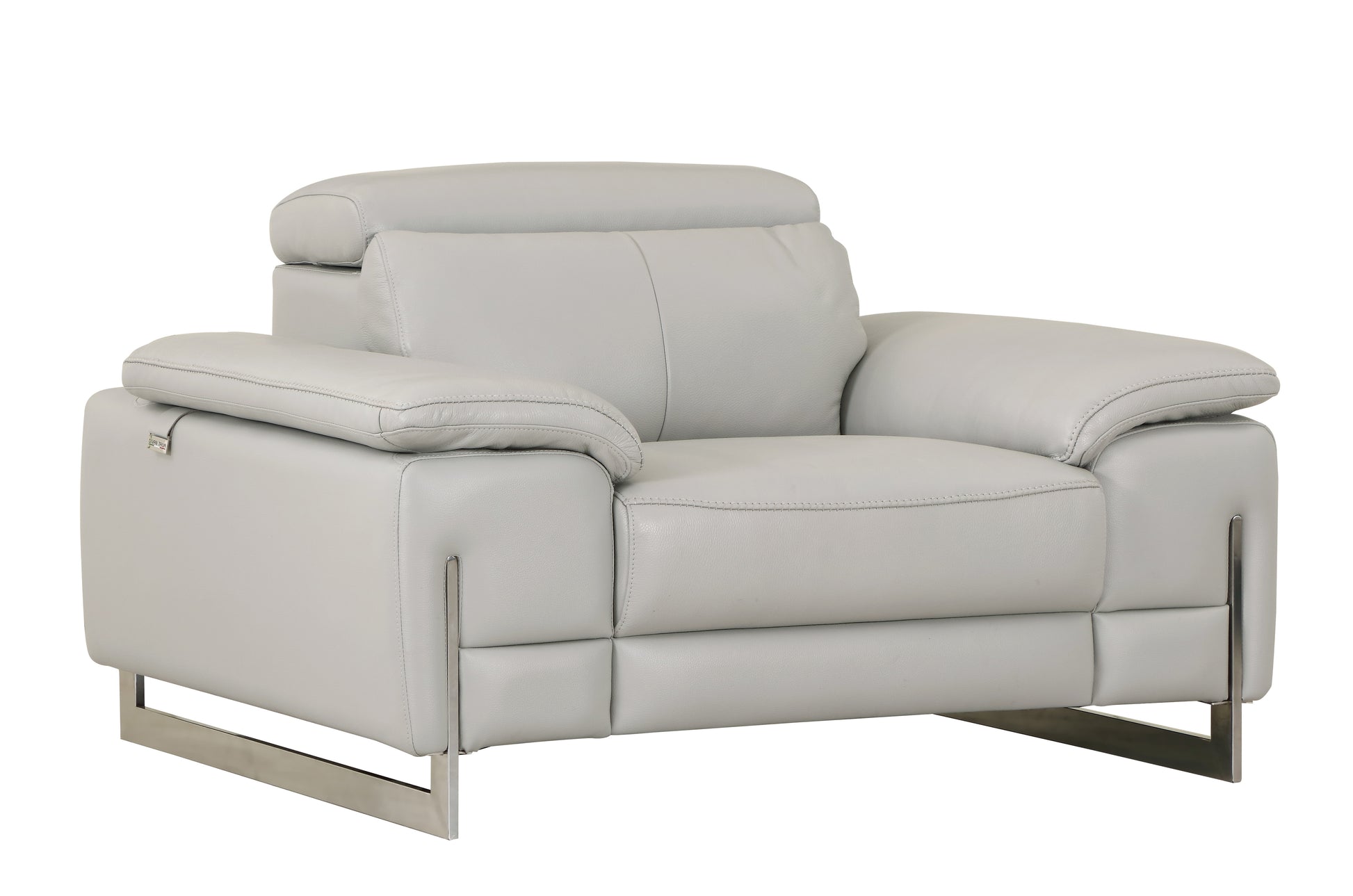 Top Grain Italian Leather Chair Light Gray Foam Leather