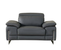 Top Grain Italian Leather Chair Dark Gray Foam Leather