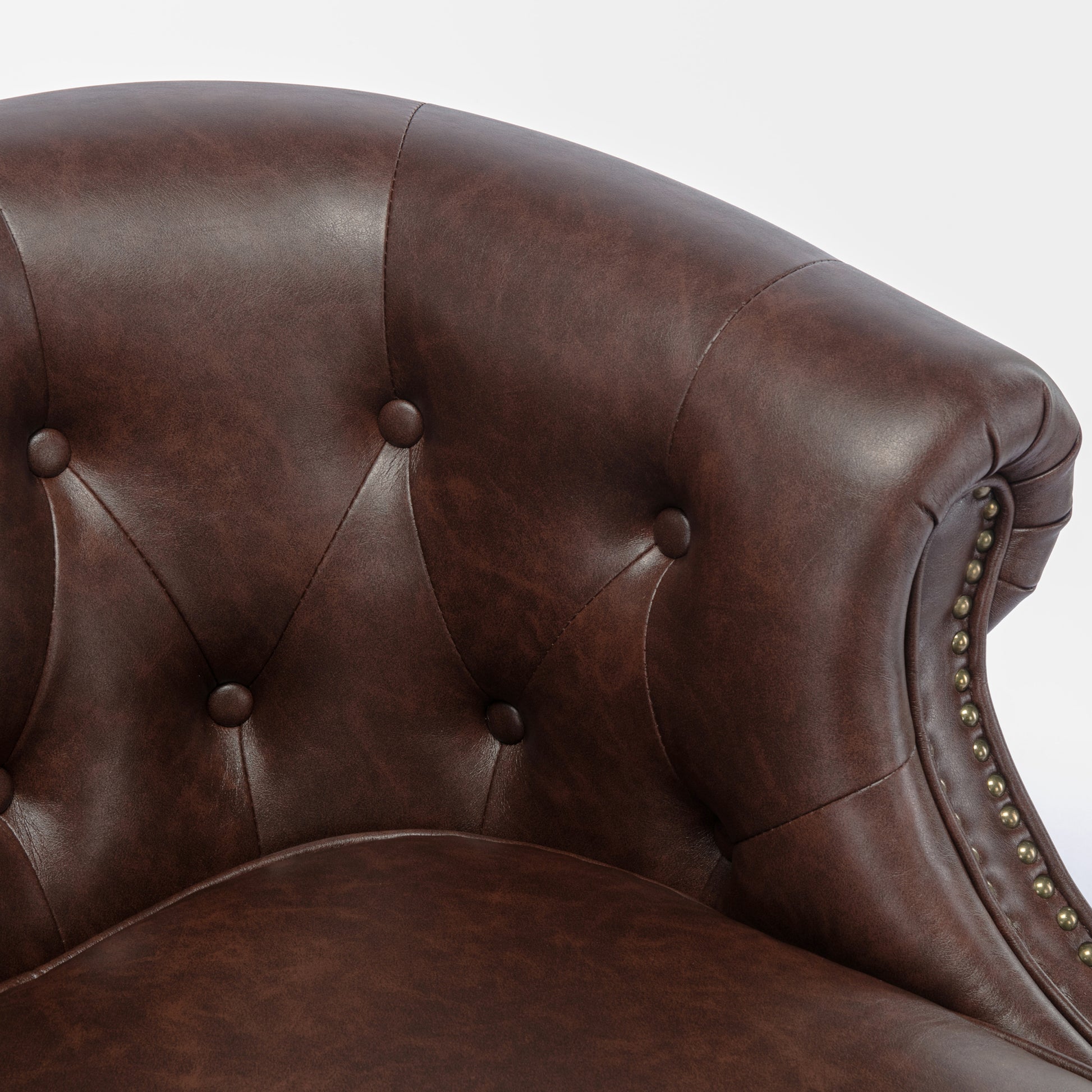 Ophelia Button Tufted Accent Chair Brown Foam Fabric