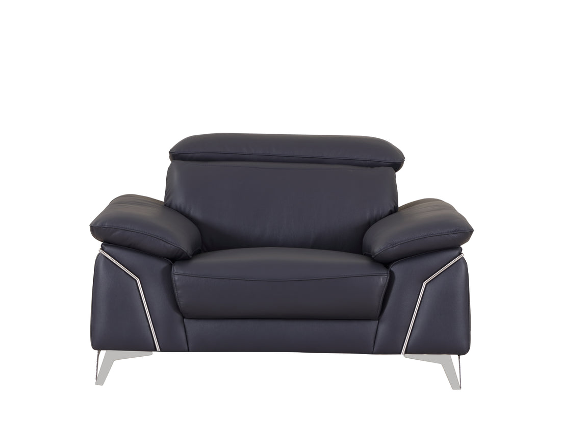 Top Grain Italian Leather Chair Navy Foam Leather