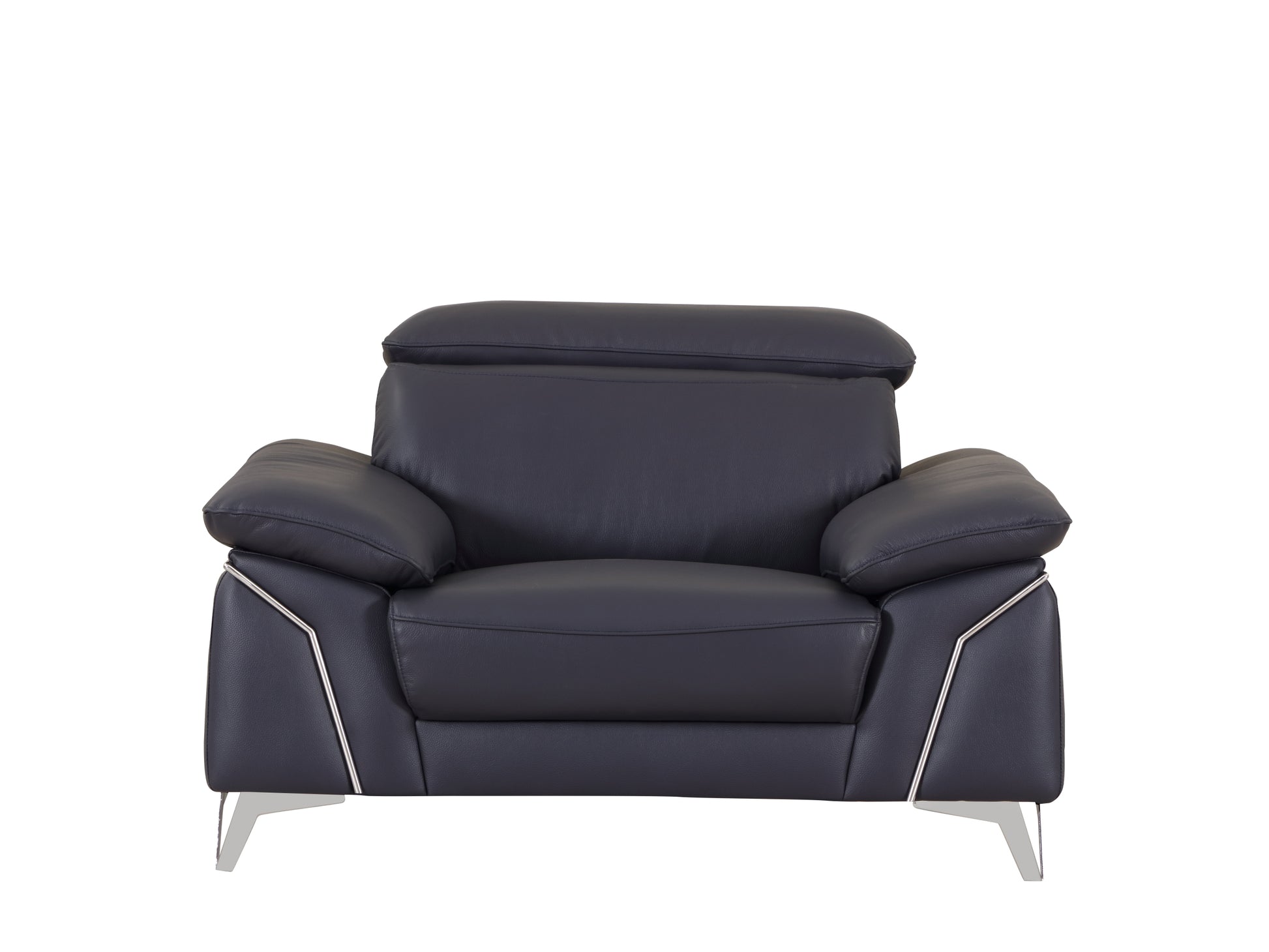 Top Grain Italian Leather Chair Navy Foam Leather