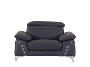 Top Grain Italian Leather Chair Navy Foam Leather