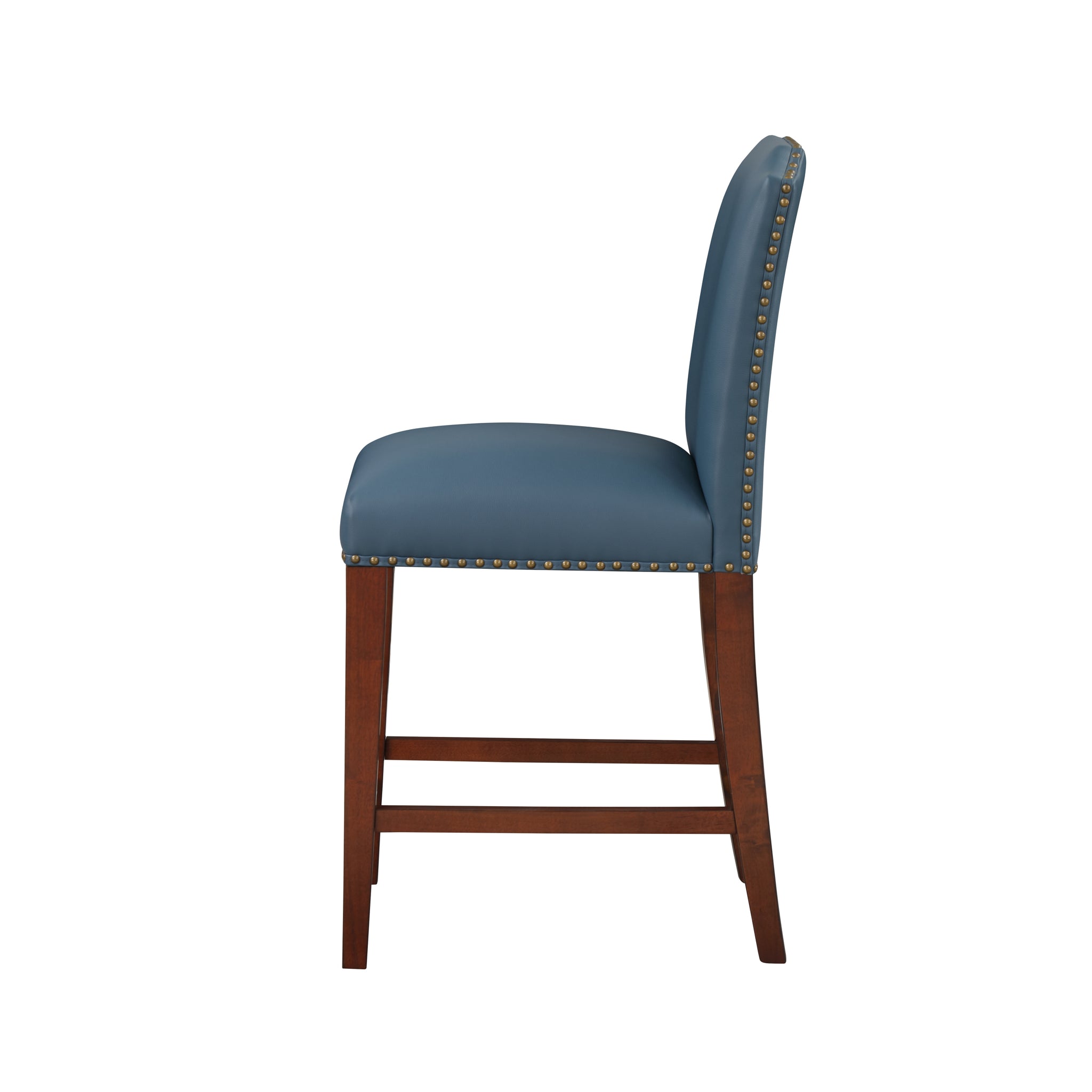 Blaire Stationary Blue Faux Leather Counter Stool with blue-foam-fabric