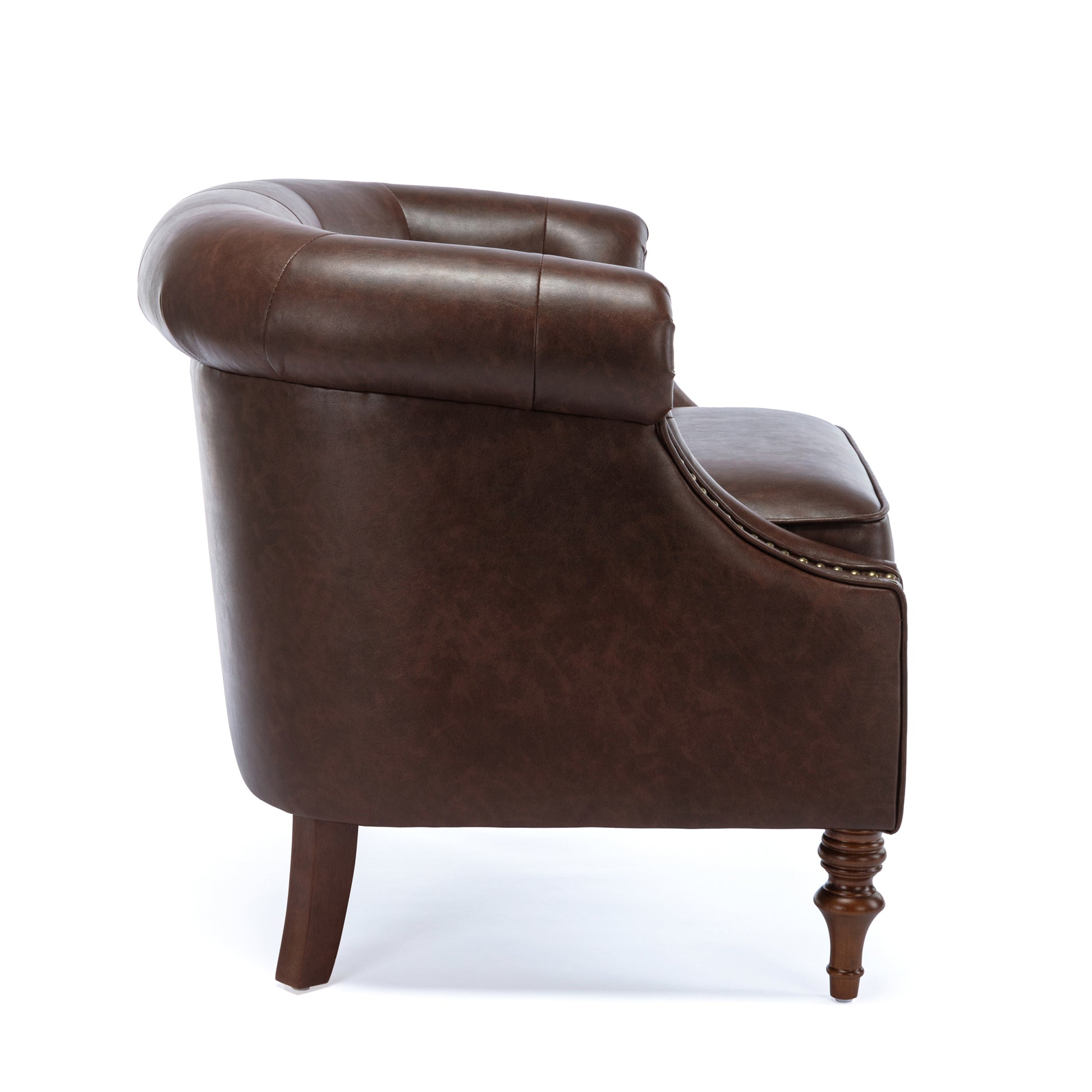 Ophelia Button Tufted Accent Chair Brown Foam Fabric