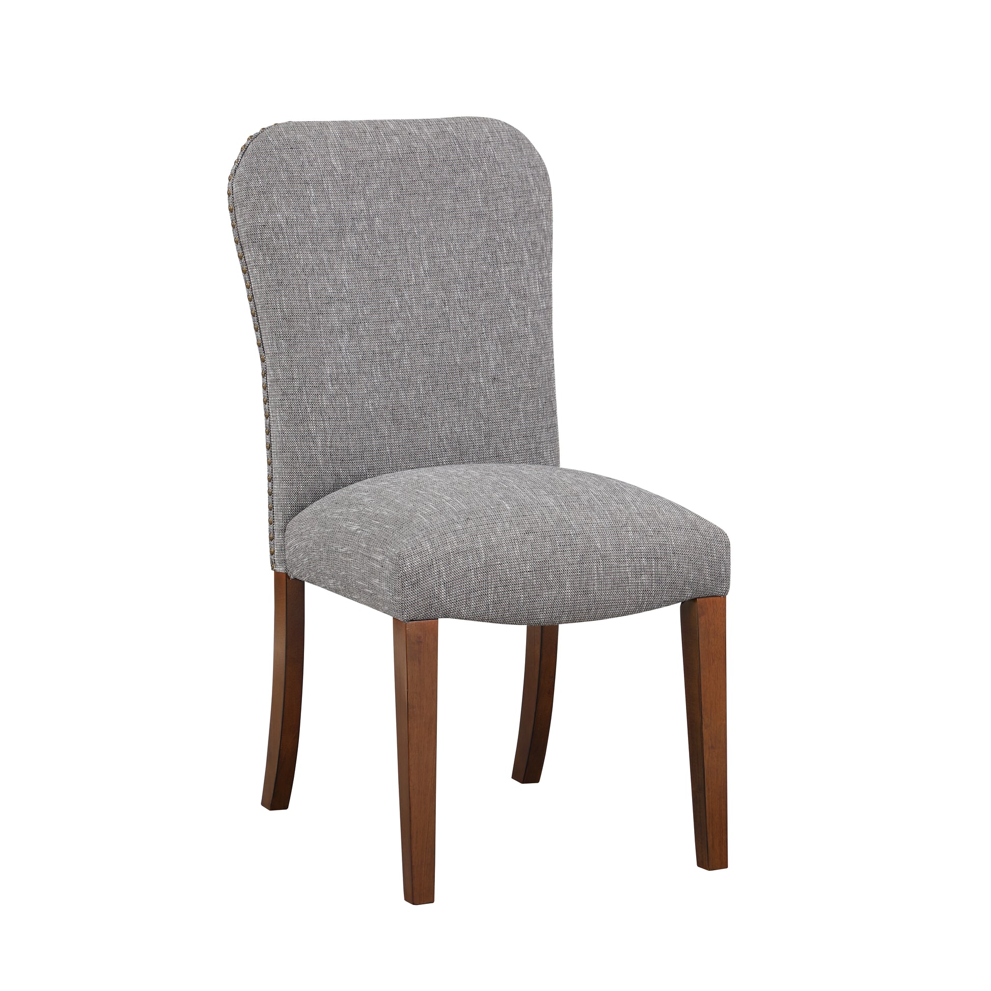 Sophia Ashen Grey Dining Chair In Performance Fabric With Nail Heads Set Of 2 Espresso Foam Fabric