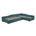 Upholstered Double Twin Size Daybed With Trundle And Drawer, Green Twin Green Plywood