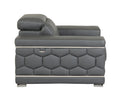 Top Grain Italian Leather Loveseat Dark Gray Foam Leather