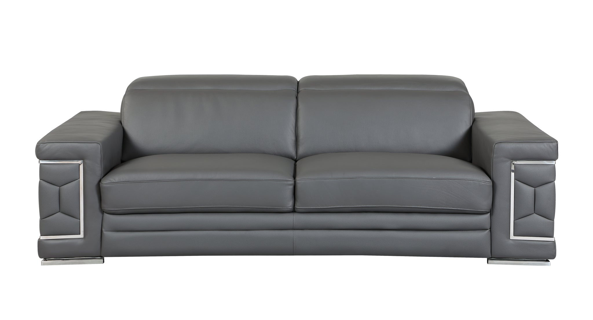 Top Grain Italian Leather Sofa dark gray-foam-leather