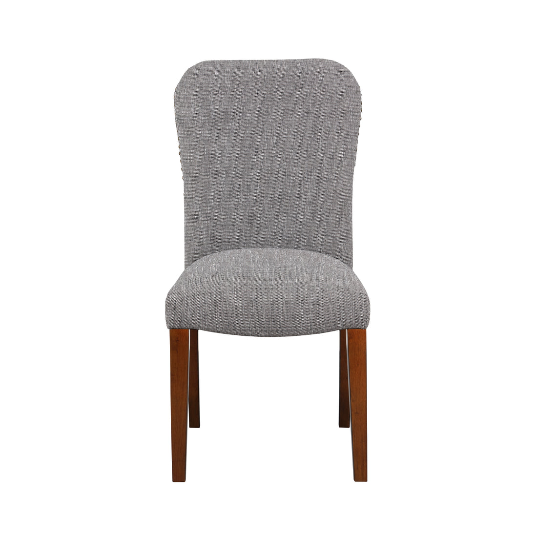 Sophia Ashen Grey Dining Chair In Performance Fabric With Nail Heads Set Of 2 Espresso Foam Fabric