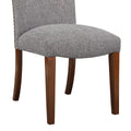 Sophia Ashen Grey Dining Chair In Performance Fabric With Nail Heads Set Of 2 Espresso Foam Fabric