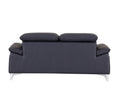 Top Grain Italian Leather Loveseat Navy Foam Leather