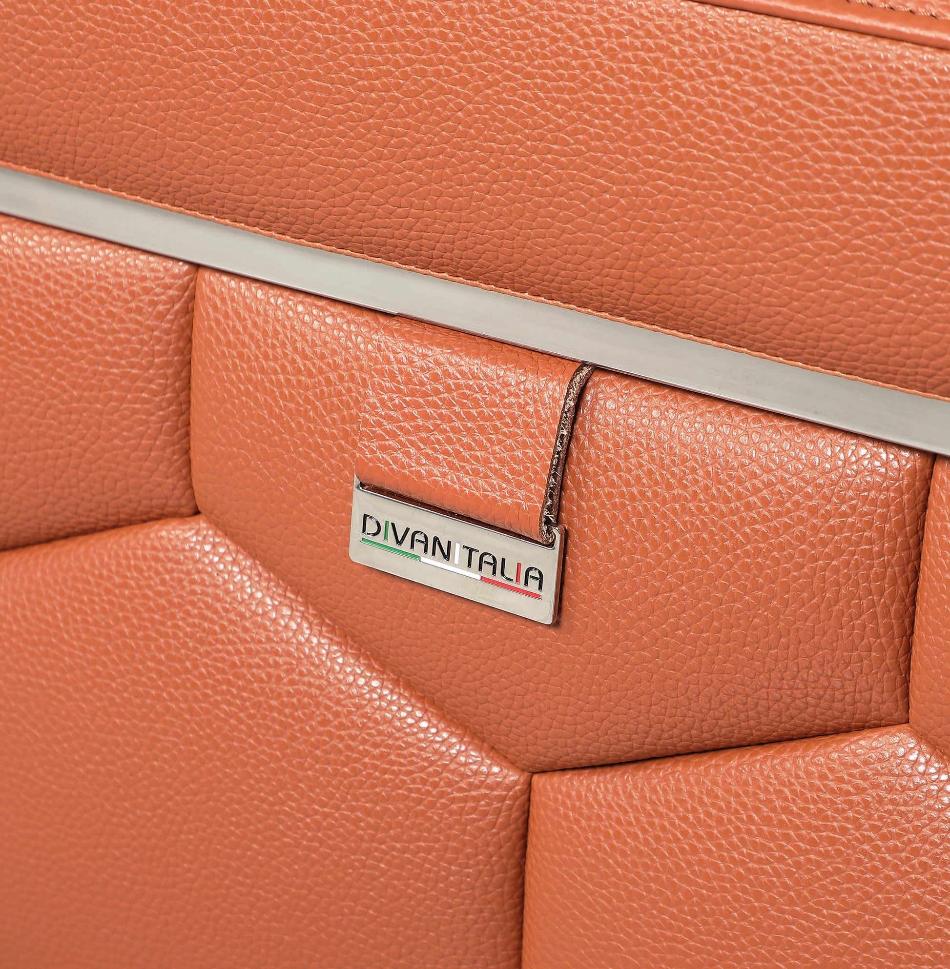 Top Grain Italian Leather Loveseat Camel Foam Leather