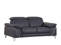 Top Grain Italian Leather Loveseat Navy Foam Leather