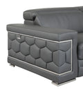 Top Grain Italian Leather Loveseat Dark Gray Foam Leather