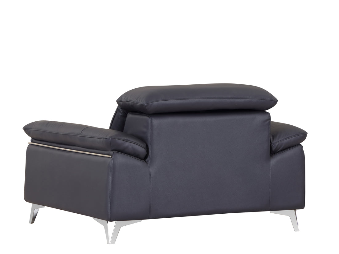 Top Grain Italian Leather Chair Navy Foam Leather
