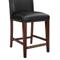 Blaire Stationary Brown Faux Leather Counter Stool With Nail Heads Dark Brown Foam Fabric
