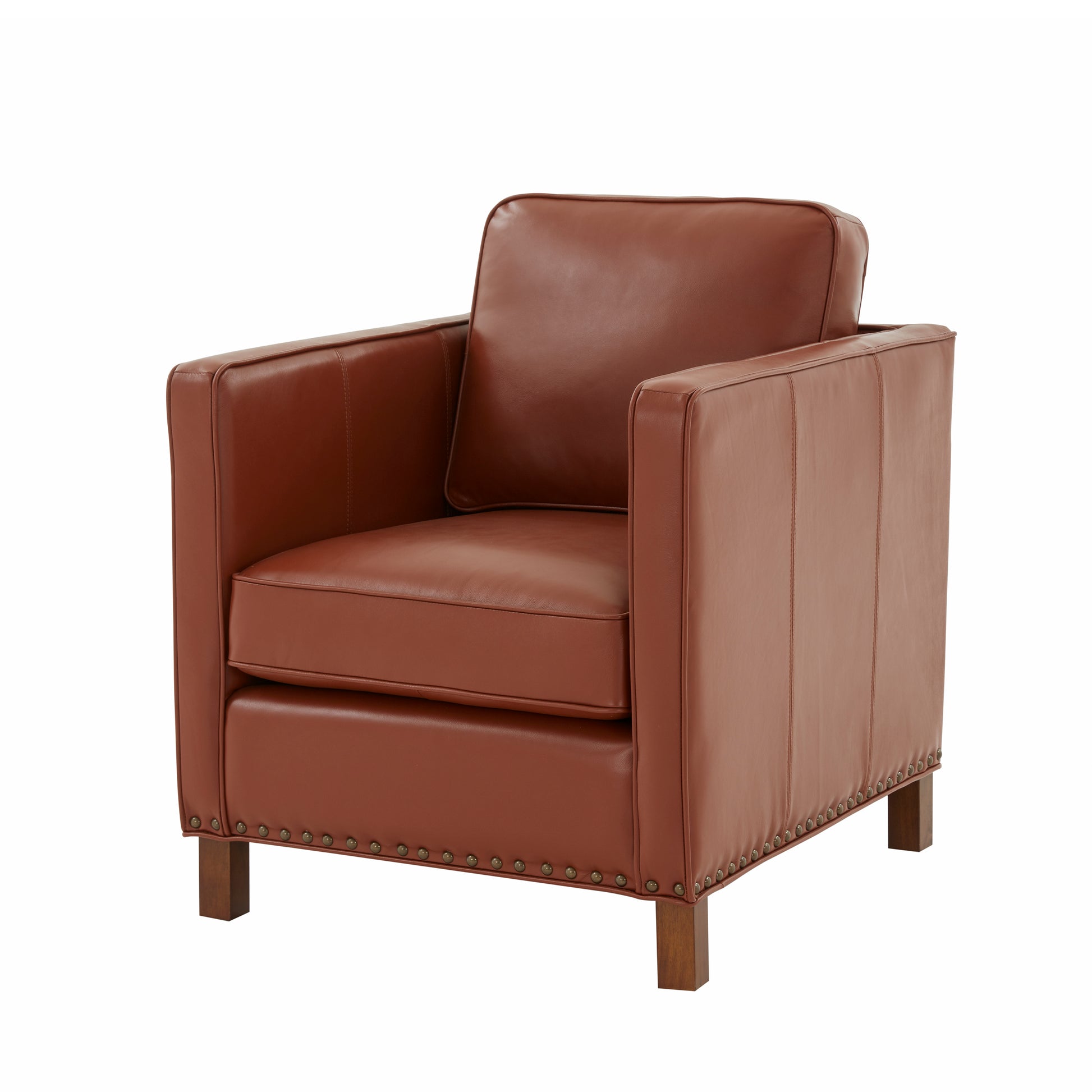 Elizabeth Top Grain Leather Arm Chair Caramel Foam Leather