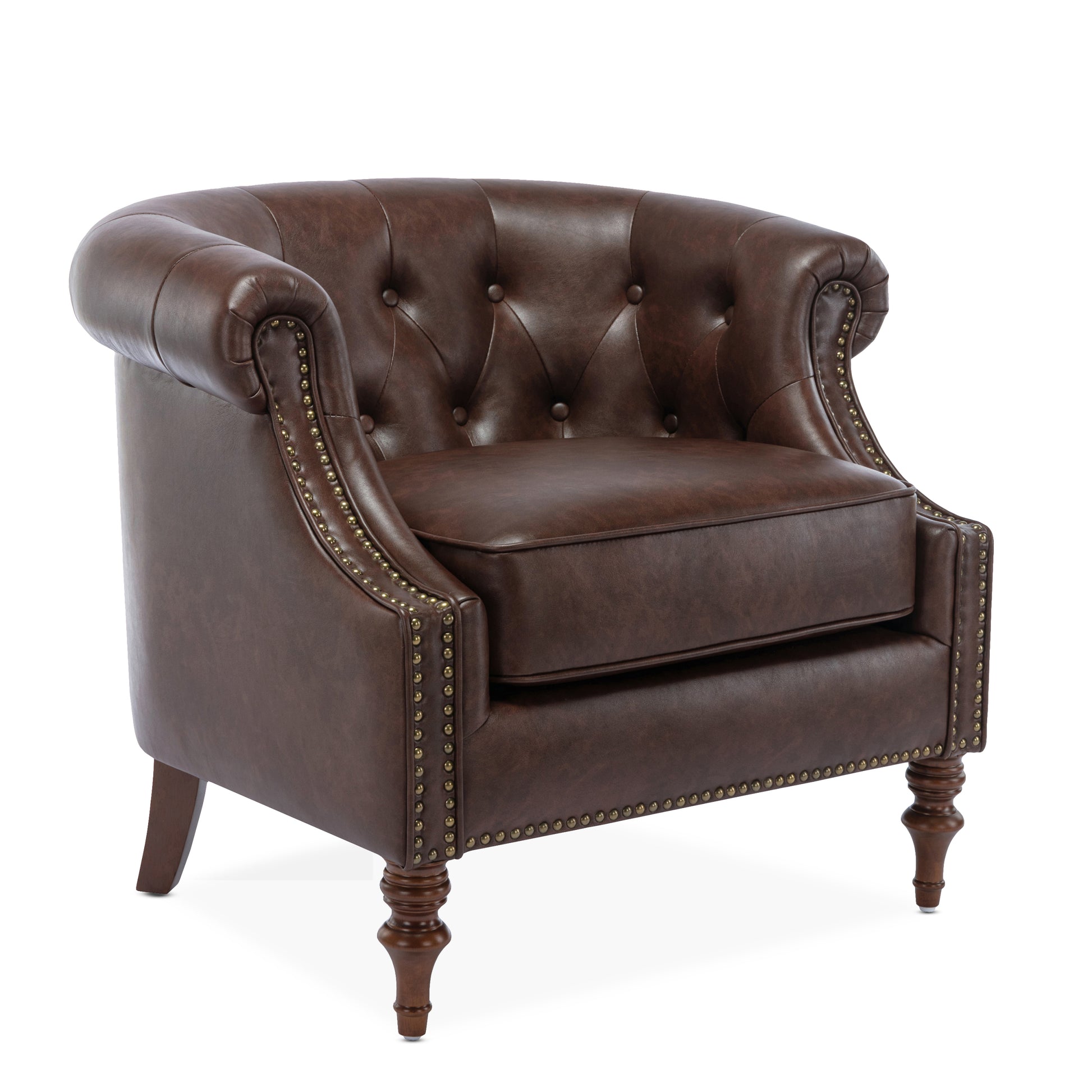 Ophelia Button Tufted Accent Chair Brown Foam Fabric