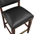 Danbers Stationary Faux Leather Brown Counter Stool With Nail Heads Dark Brown Foam Fabric