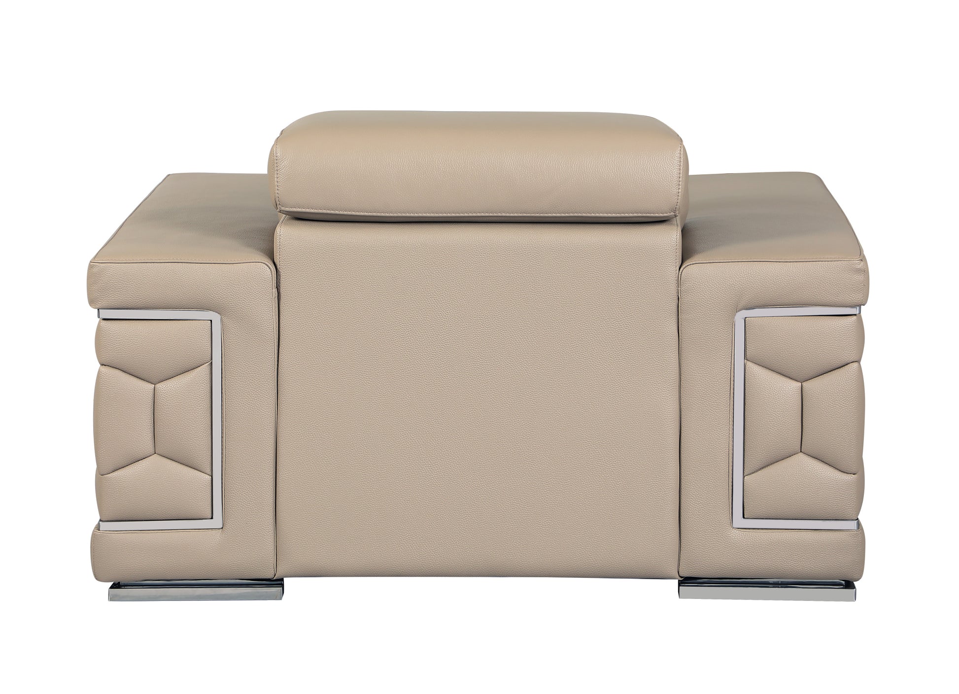 Top Grain Italian Leather Chair Beige Foam Leather