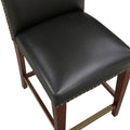 Blaire Stationary Brown Faux Leather Counter Stool With Nail Heads Dark Brown Foam Fabric