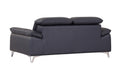 Top Grain Italian Leather Loveseat Navy Foam Leather