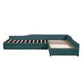 Upholstered Double Twin Size Daybed With Trundle And Drawer, Green Twin Green Plywood