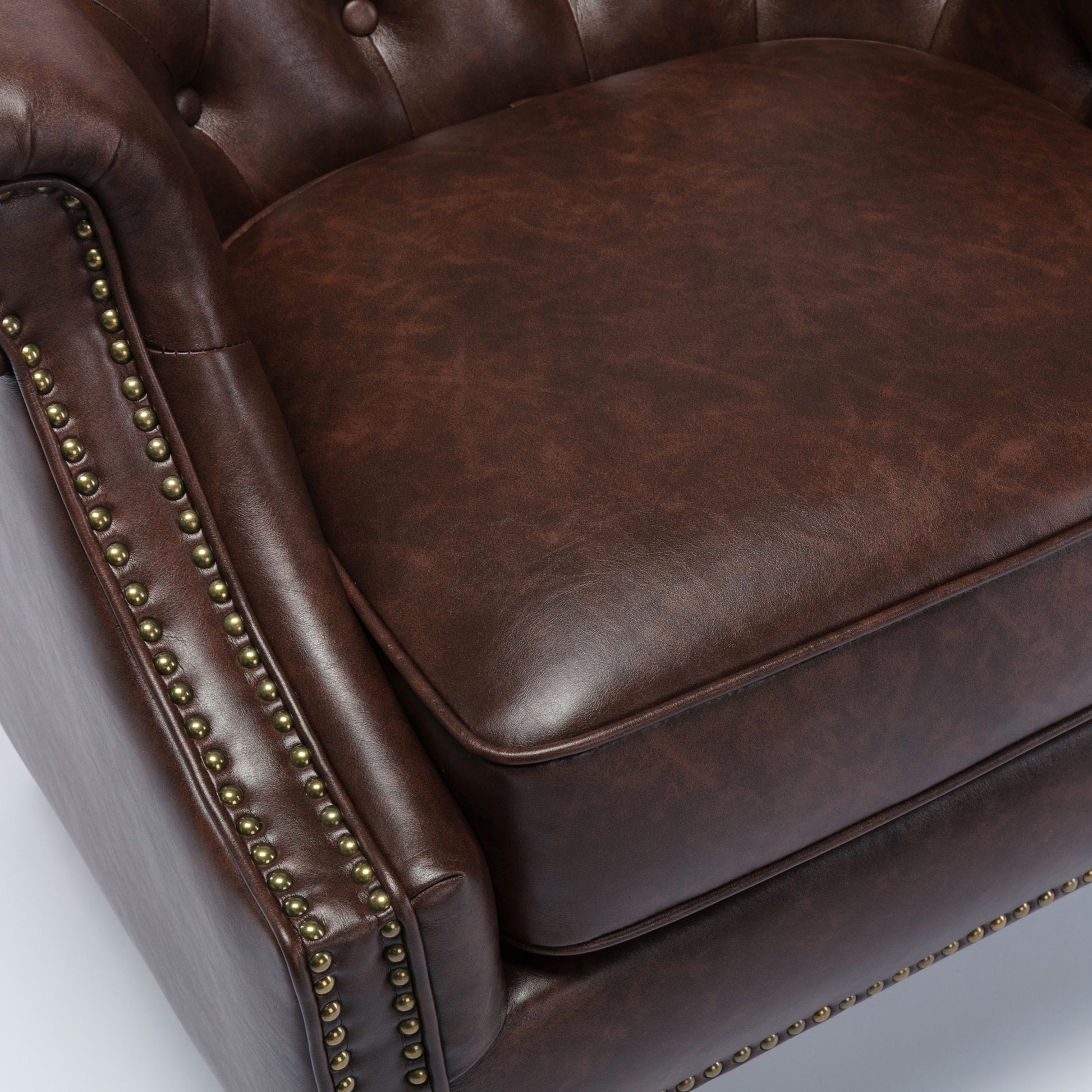 Ophelia Button Tufted Accent Chair Brown Foam Fabric